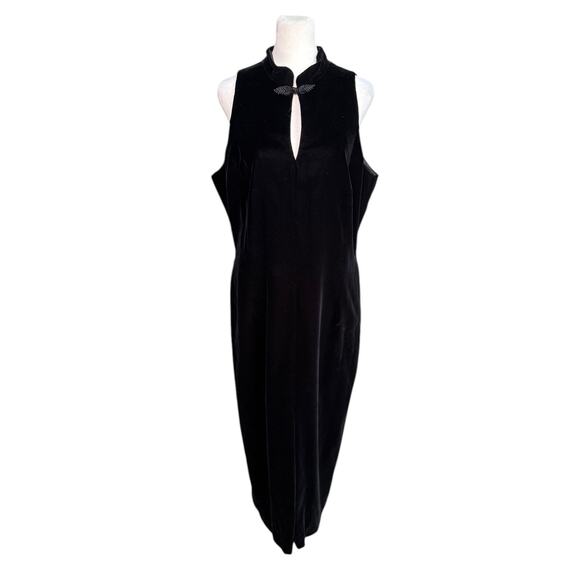 Yves Cossette DEPECHE Mode Dress Women 14 Black Velvet Asian 90s Cocktail Event - Picture 1 of 12